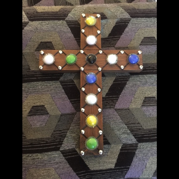 Beautiful Wood Cross Decor Detailed w/Jewels